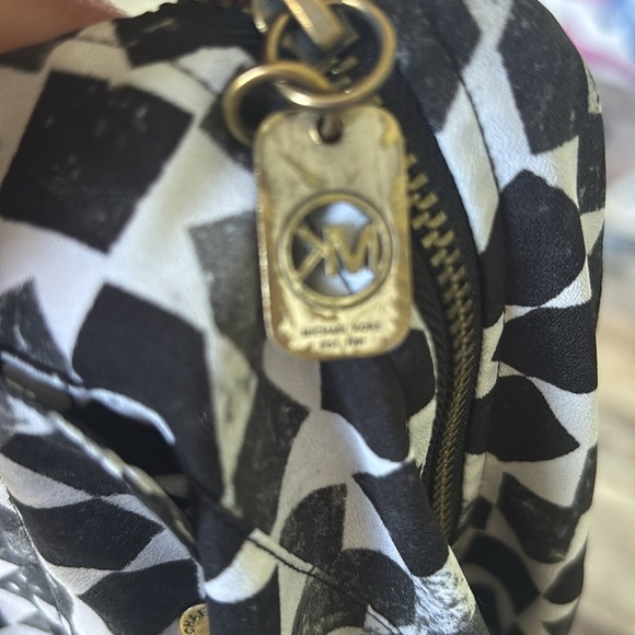 MICHAEL Michael Kors Black & White Geometric Print Long Sleeve Full Zip Top L - Picture 3 of 4